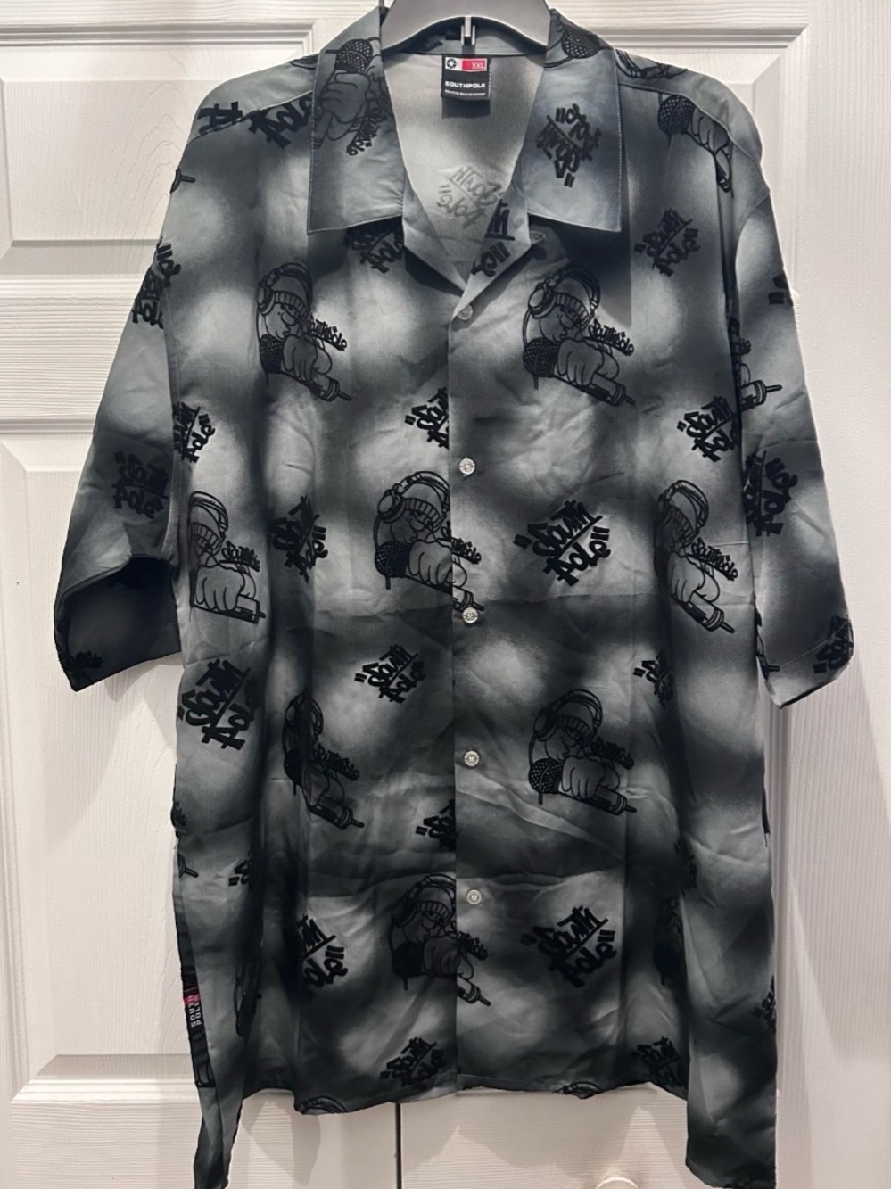 Vintage Y2K Southpole Short-sleeve Button-down Dark Grey Shirt XXL